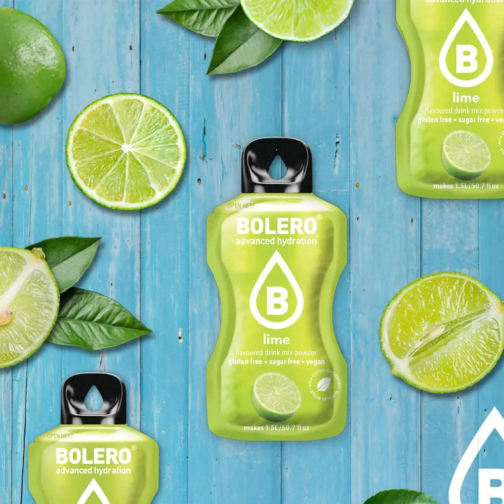 Bolero Lime – Bevanda Istantanea al Gusto Lime, Senza Zuccheri, Bustine da 9g – Dissetante, Low Calorie, Perfetta per Dieta e Attività Sportiva - immagine 2