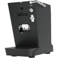 Macchina caffè Lollina Plus nera con 40 cialde compostabili e serbatoio acqua in vetro