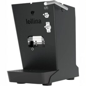 Macchina caffè Lollina Plus nera con 40 cialde compostabili e serbatoio acqua in vetro