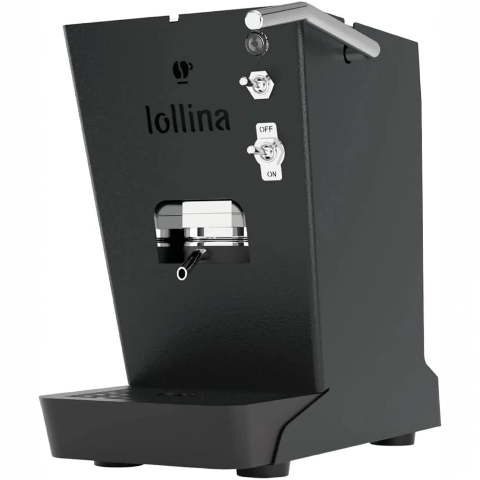 Macchina caffè Lollina Plus nera con 40 cialde compostabili e serbatoio acqua in vetro Macchina caffè Lollina Plus nera con 40 cialde compostabili e serbatoio acqua in vetro