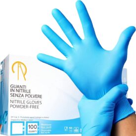 Guanti in nitrile blu Rocard – senza polvere, ipoallergenici, confezione da 10 box per uso medico, estetico e professionale