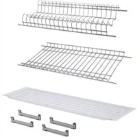 Scolapiatti 86 cm con Vaschetta Raccogli Gocce e Griglia Bicchieri – In Acciaio Cromato Protetto, per Pensile da 90 cm – Made in Italy