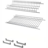 Kit Scolapiatti da Incasso 86 cm in Acciaio Cromato per Pensile 90 cm – Griglia Portapiatti in Filo Tondo, Made in Italy