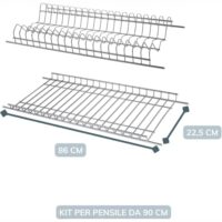 Kit Scolapiatti da Incasso 86 cm in Acciaio Cromato per Pensile 90 cm – Griglia Portapiatti in Filo Tondo, Made in Italy - immagine 2