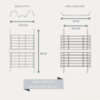 Kit Scolapiatti da Incasso 86 cm in Acciaio Cromato per Pensile 90 cm – Griglia Portapiatti in Filo Tondo, Made in Italy - immagine 5