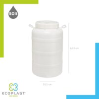 Ecoplast – Fusto Plastica 50?L Bocca Larga con Guarnizione Ermetica – Contenitore Neutro Ø355×62,5?cm (Rubinetto Non Incluso) - immagine 2