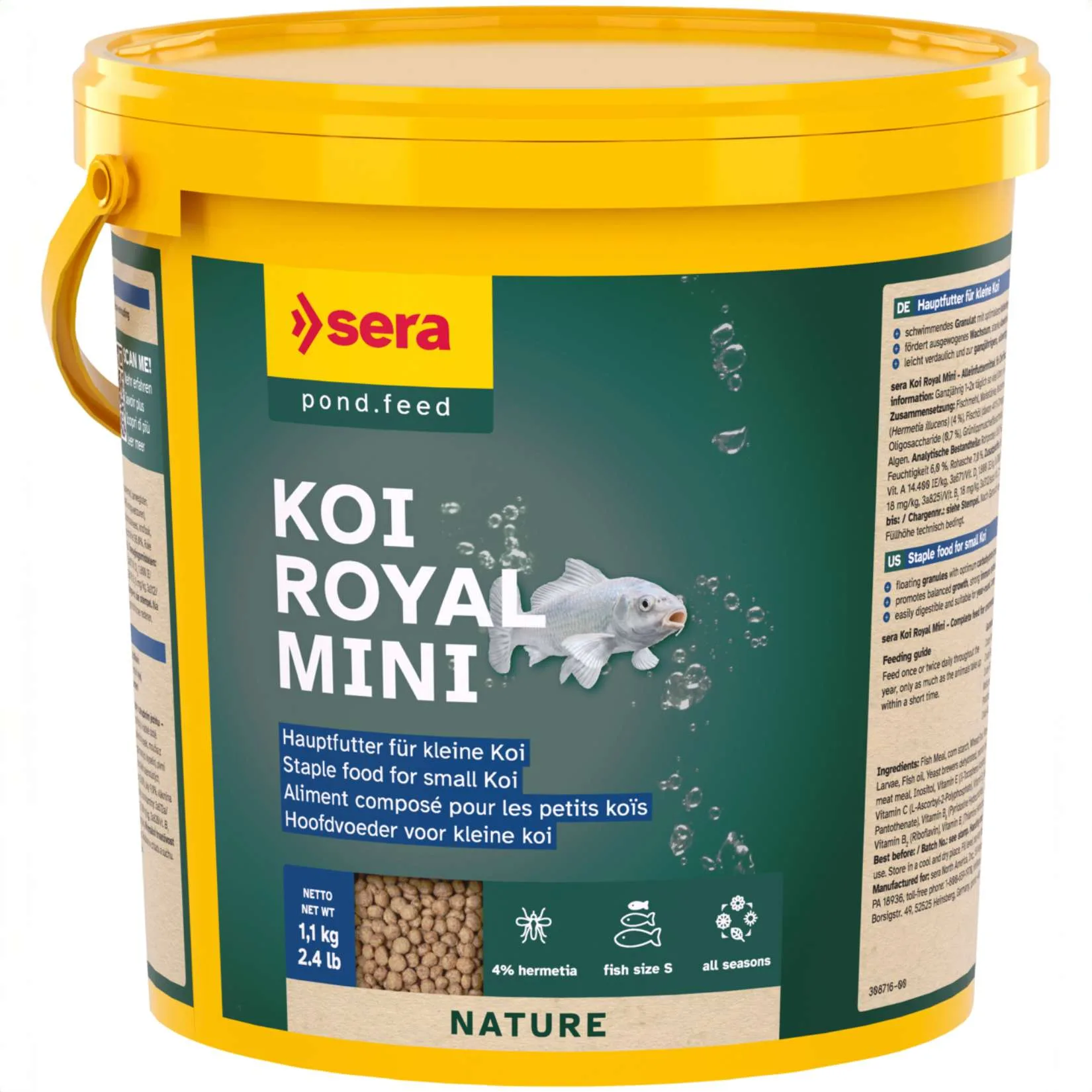 Sera Pond Flakes 3,8L – mangime in scaglie galleggianti per pesci da laghetto, naturale senza coloranti né conservanti