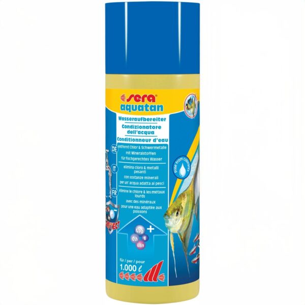 Sera Aquatan 250ml – biocondizionatore acquario elimina cloro e metalli pesanti per acqua sicura e cristallina