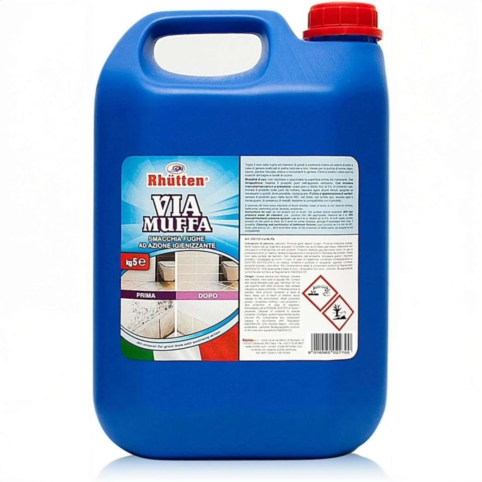 Rhütten Via Muffa 5kg sbiancante antimuffa concentrato murale pavimenti Rhütten Via Muffa 5kg sbiancante antimuffa concentrato murale pavimenti