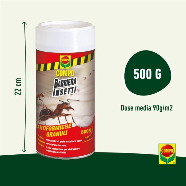 COMPO Antiformiche Granuli Barriera – Esca Efficace per Formiche da Interni ed Esterni, 500g - immagine 2