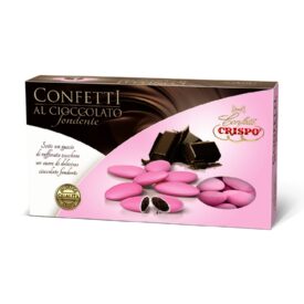 1 kg di confetti Rosa al cioccolato fondente Crispo.