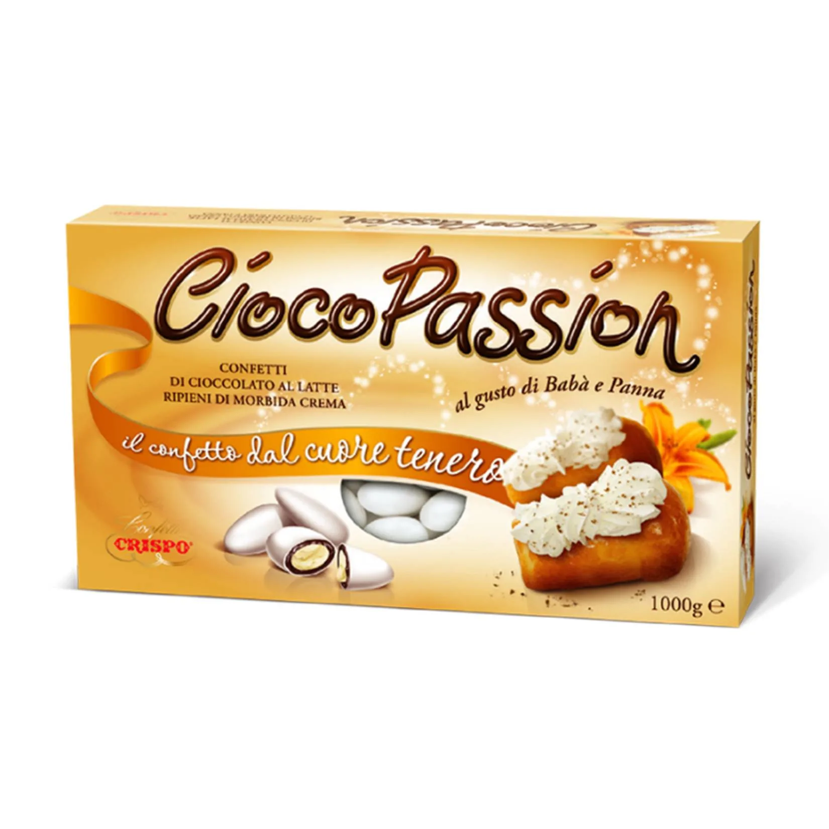 Confetti Crispo – CiocoPassion Babà & Panna 1 kg – Ripieni Morbidi di Cioccolato al Latte, Eleganza per Matrimoni & Feste - immagine 1