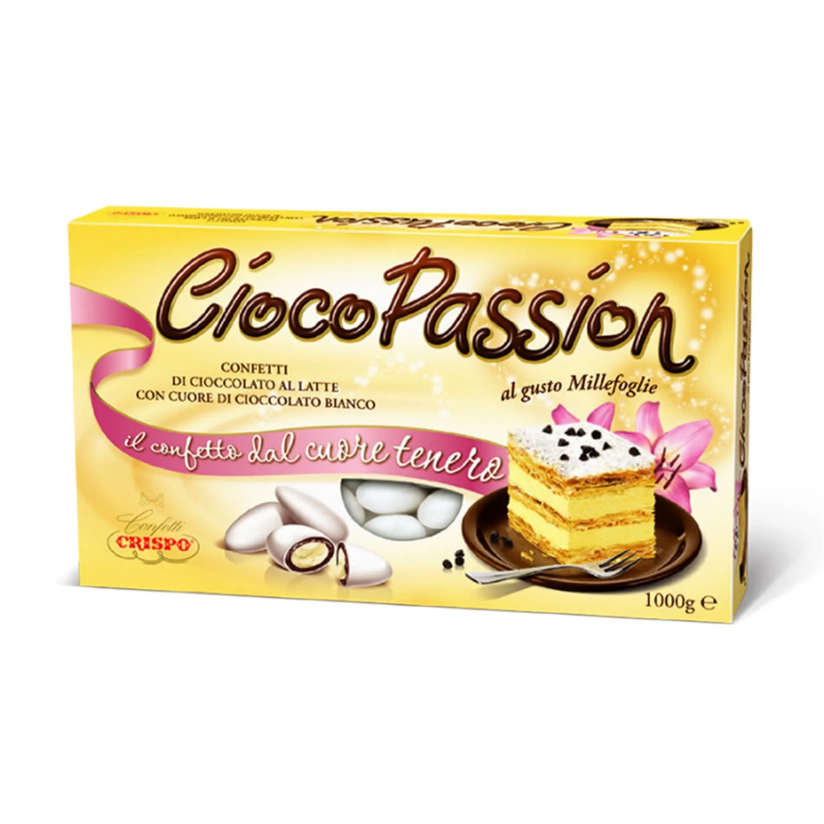 Confetti Crispo –  CiocoPassion Millefoglie – Cioccolato al Latte Ripieno di Cuore Bianco al Gusto Millefoglie, Eleganza & Gusto per Matrimoni e Feste Speciali - immagine 1