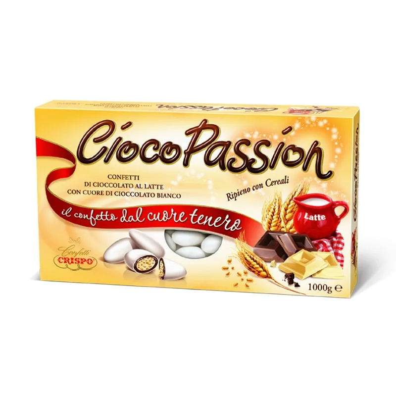 Confetti Crispo  CiocoPassion Cereali 1 kg – Croccante Cuore Bianco e Ripieno di Cereali, Gusto Unico per Matrimoni & Feste Speciali - immagine 1