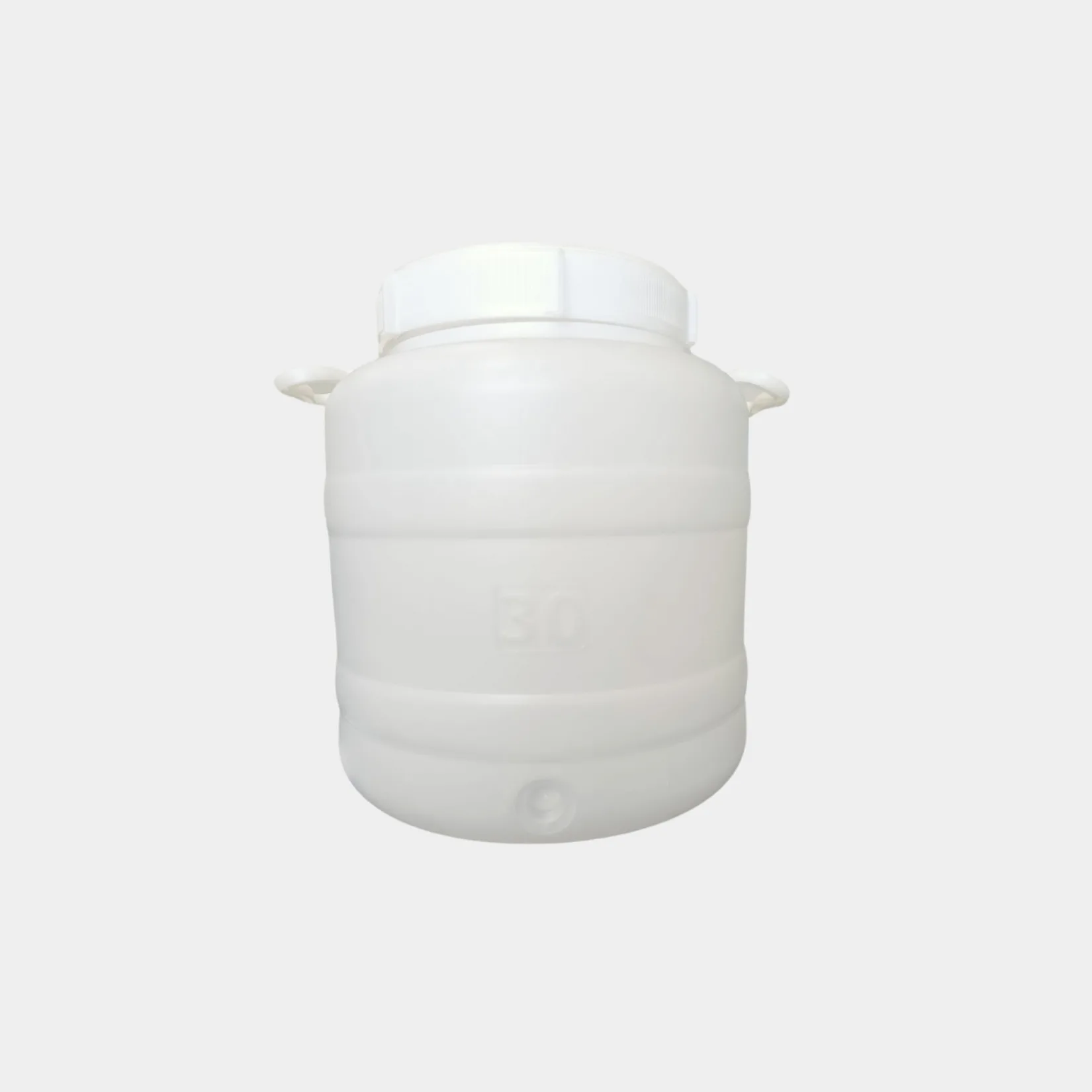 Fusto in plastica 30 litri a bocca larga con guarnizione, tappo e rubinetto