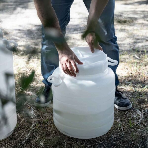 Ecoplast – Fusto in Plastica 30 Litri a Bocca Larga con Guarnizione e Tappo – Contenitore Alimentare  Made in Italy - immagine 2