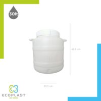 Ecoplast – Fusto in Plastica 30 Litri a Bocca Larga con Guarnizione e Tappo – Contenitore Alimentare  Made in Italy - immagine 3