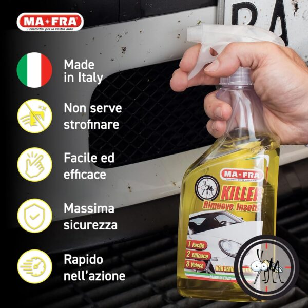 Ma–Fra  Killer Detergente Auto 500 ml | Spray Elimina Insetti e Moscerini | Rimuove Macchie Senza Strofinare Facile e Veloce - immagine 3