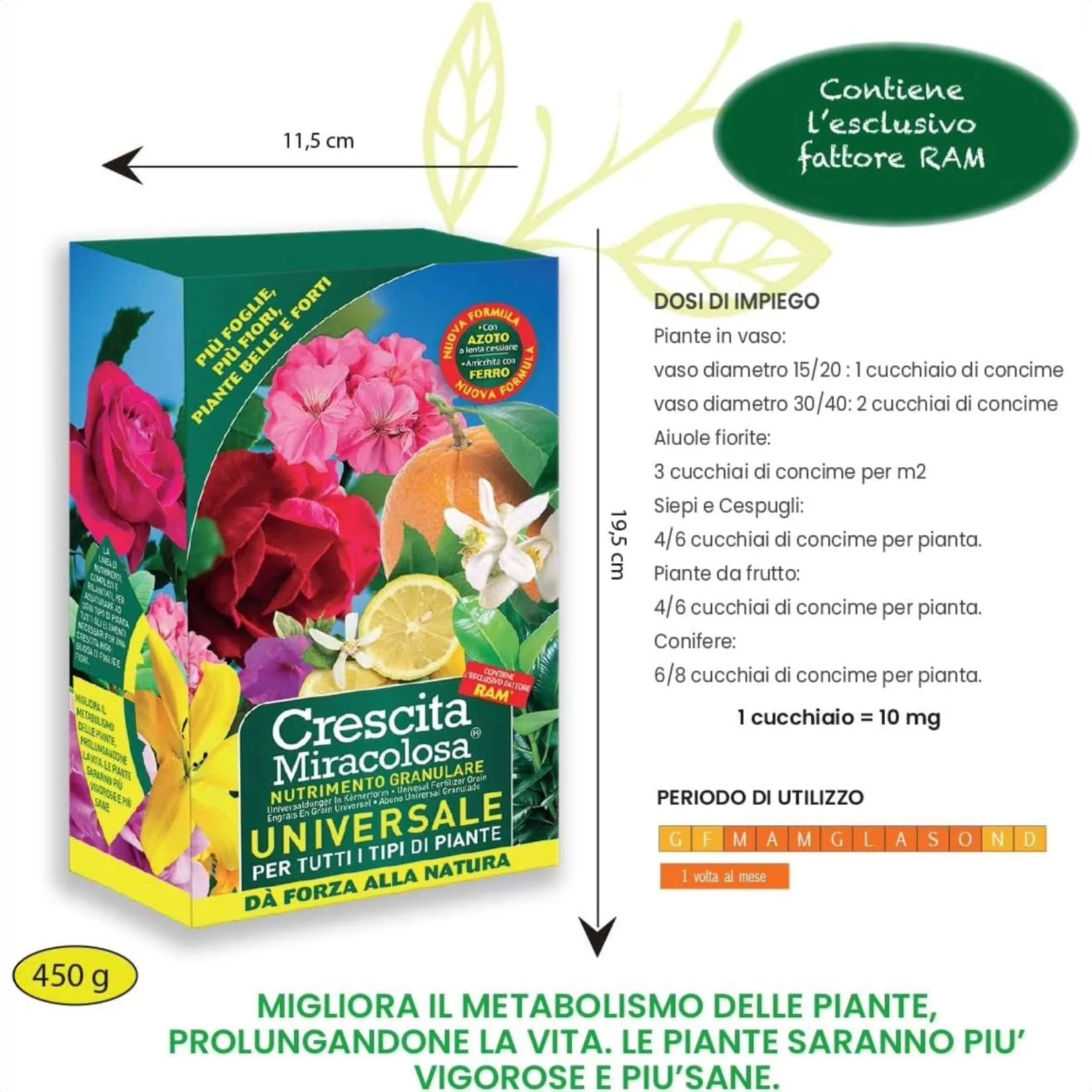 Crescita Miracolosa – Concime Granulare Universale per Piante da Interno ed Esterno – Formato 450g - immagine 3