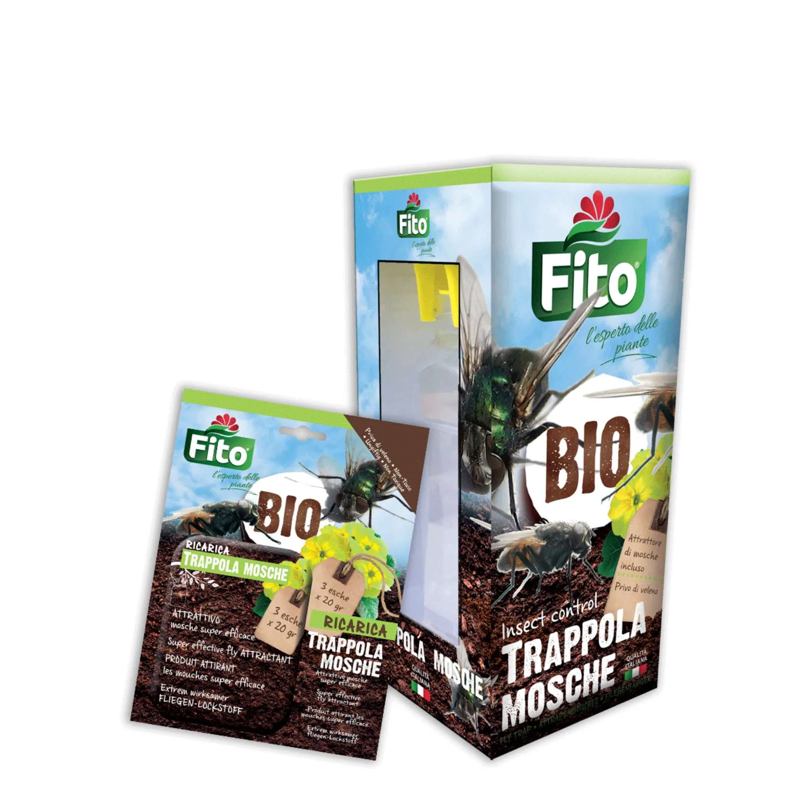 Fito Bio Trappola per Mosche con esca naturale inclusa – trappola ecologica, raggio 10 m, durata 2-3 settimane