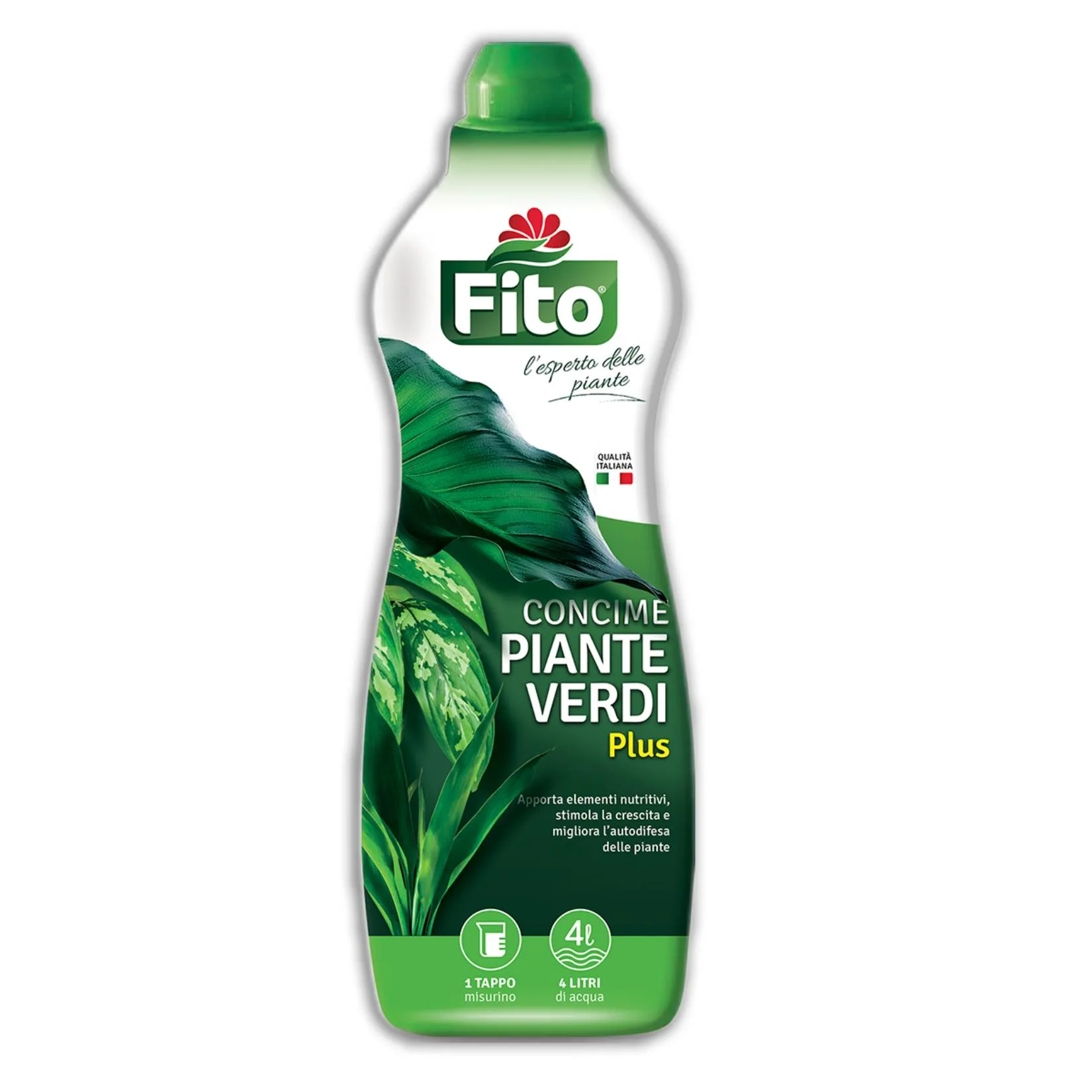 Flacone Fito Piante Verdi Plus 1 L concime liquido NPK 8-5-5 + Fe per foglie verdi