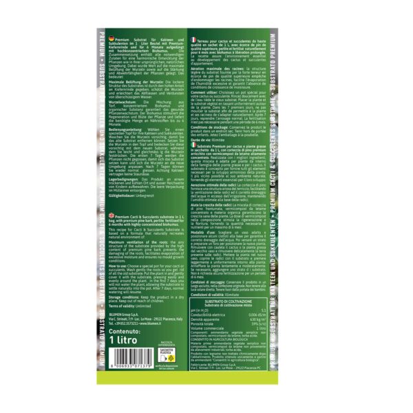 Fito – Substrato per Cactus e Piante Grasse – Terriccio Naturale 1 L con Aerazione Ottimale, Antimuffa e Fertilizzazione Naturale per Succulente Forti - immagine 2