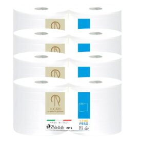 Rocard 8 Rotoli Carta Asciugatutto 1600 strappi 2 veli pura cellulosa extra resistente con microgoffratura
