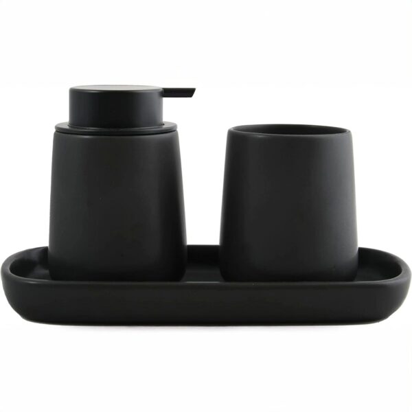 MSV –  Dispenser Sapone Liquido Maonie – Dosatore 300 ml in Ceramica Nero Opaco, Elegante e Resistente - immagine 2