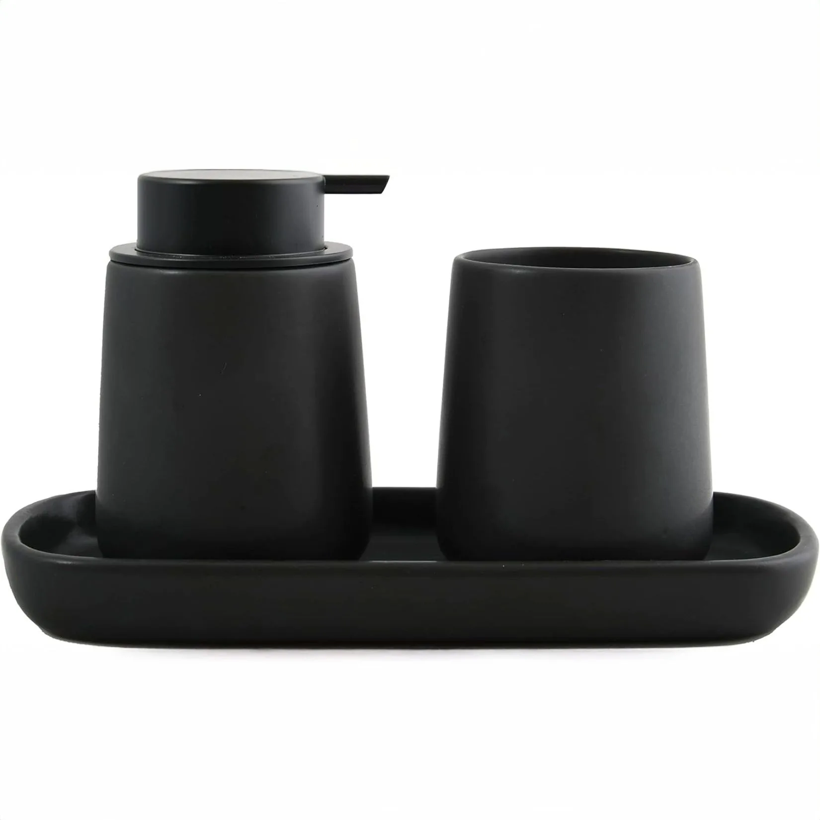 MSV –  Dispenser Sapone Liquido Maonie – Dosatore 300 ml in Ceramica Nero Opaco, Elegante e Resistente - immagine 2