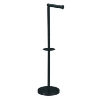 MSV – Portarotolo Carta Igienica Indipendente – Design Moderno Nero Opaco Effetto Acciaio Inox – 15x60x15 cm