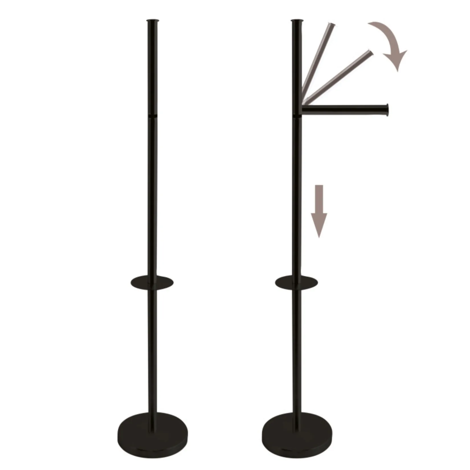 MSV – Portarotolo Carta Igienica Indipendente – Design Moderno Nero Opaco Effetto Acciaio Inox – 15x60x15 cm - immagine 2