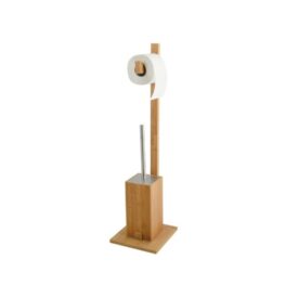 Porta WC combinato MSV in acciaio inox con scopino, distributore carta igienica e contenitore rimovibile