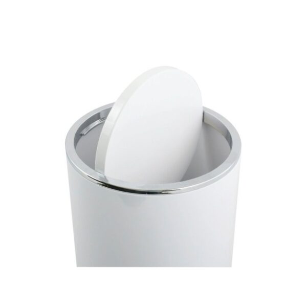 MSV – Pattumiera Bagno Kamaka 6L – Cestino Rotondo con Coperchio Basculante Rimovibile in PP Bianco, Design Moderno - immagine 2