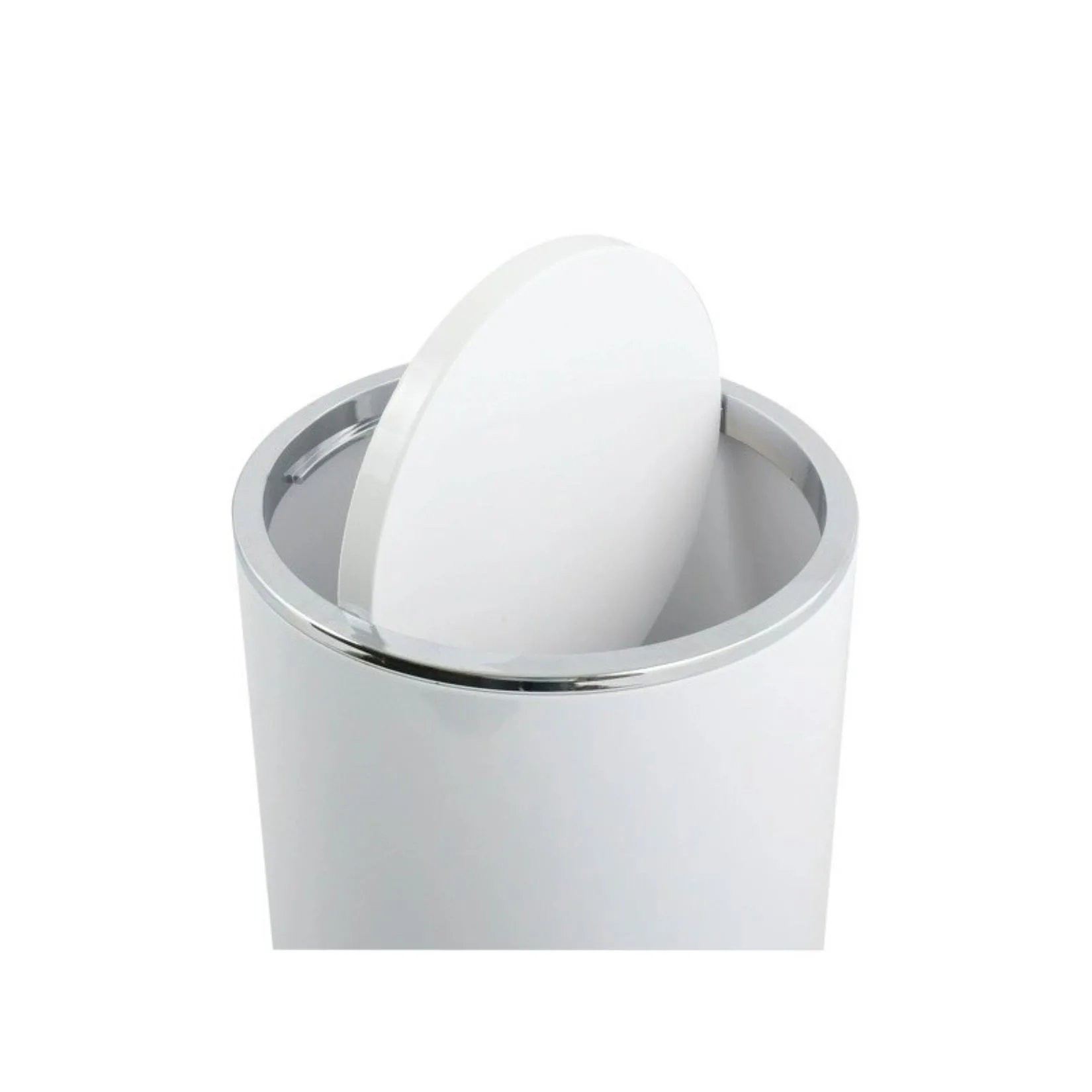 MSV – Pattumiera Bagno Kamaka 6L – Cestino Rotondo con Coperchio Basculante Rimovibile in PP Bianco, Design Moderno - immagine 2