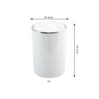 MSV – Pattumiera Bagno Kamaka 6L – Cestino Rotondo con Coperchio Basculante Rimovibile in PP Bianco, Design Moderno - immagine 3