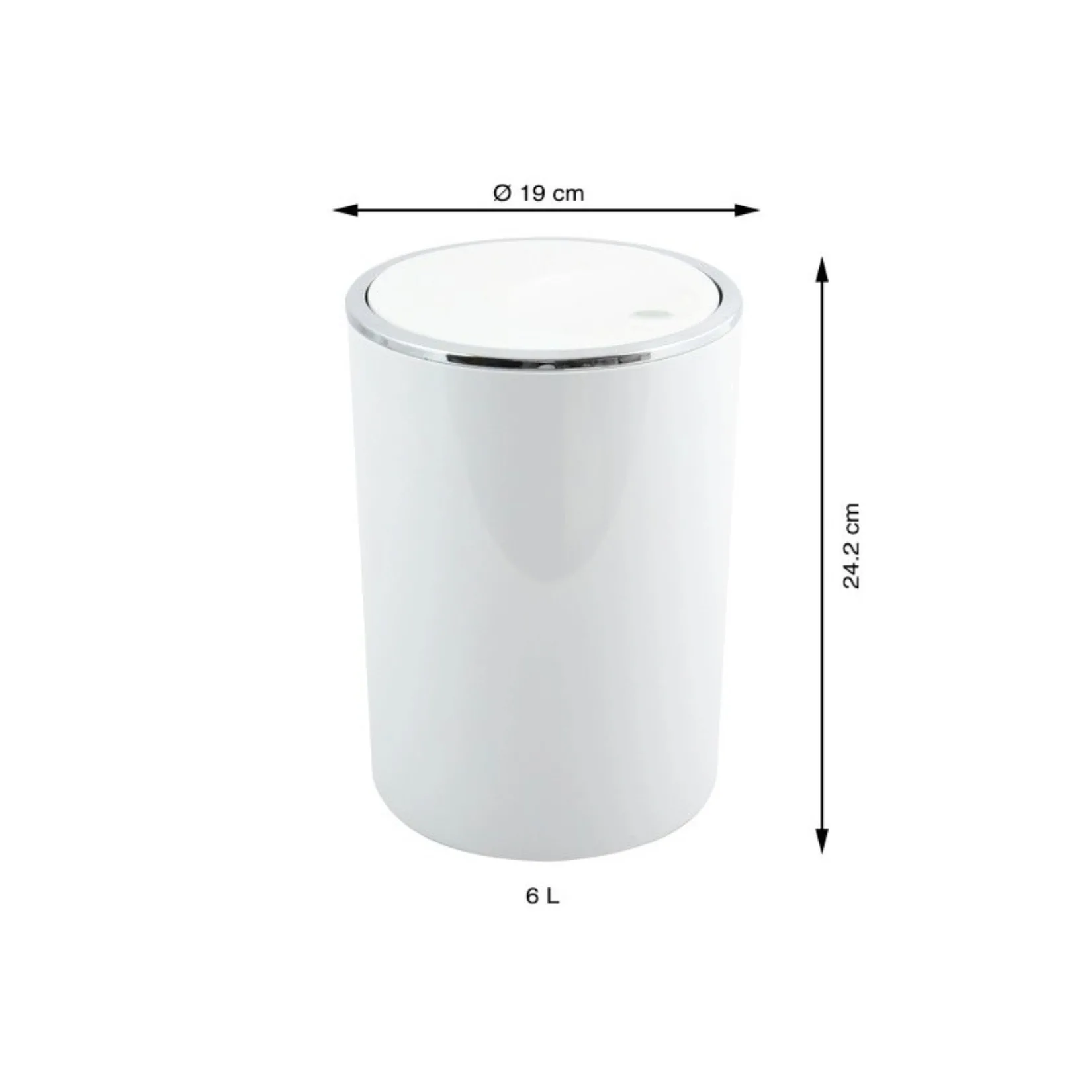 MSV – Pattumiera Bagno Kamaka 6L – Cestino Rotondo con Coperchio Basculante Rimovibile in PP Bianco, Design Moderno - immagine 3