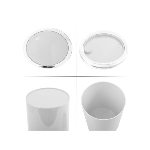 MSV – Pattumiera Bagno Kamaka 6L – Cestino Rotondo con Coperchio Basculante Rimovibile in PP Bianco, Design Moderno - immagine 4