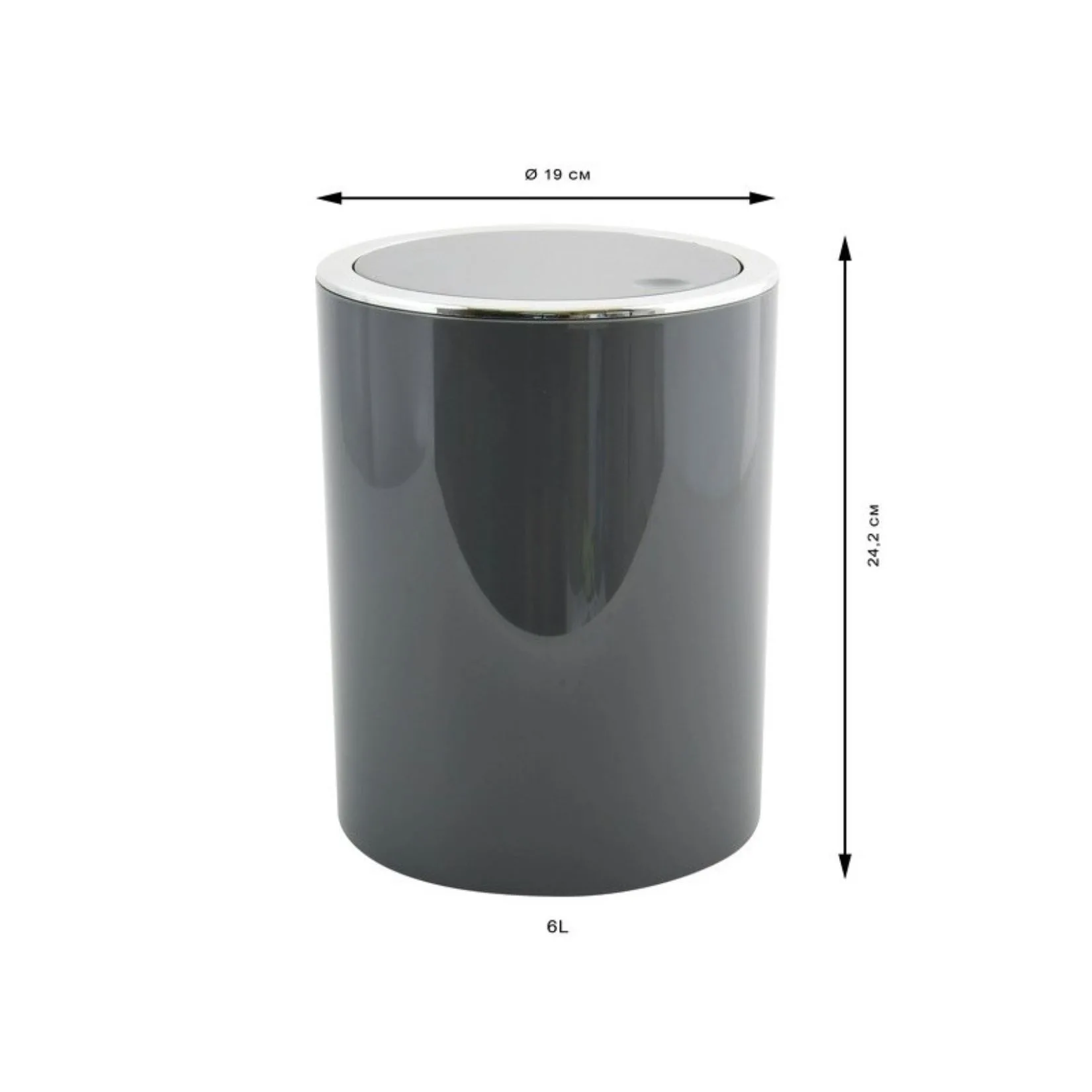 MSV – Pattumiera Bagno Aspen 6L – Cestino Pedale o Coperchio Basculante in Design Moderno Grigio - immagine 4