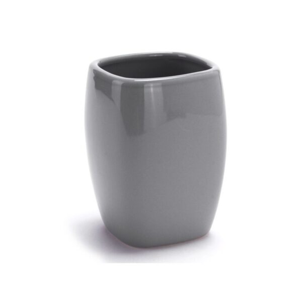 Msv –  Set Accessori Bagno 3 Pezzi – Dispenser, Portasapone e Bicchiere in Ceramica Grigio Antracite - immagine 2