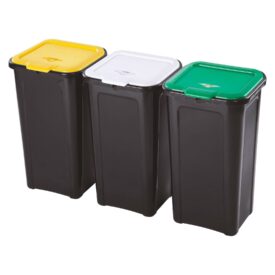 Tontarelli pattumiera raccolta differenziata set 3x44L con coperchio basculante in plastica resistente.