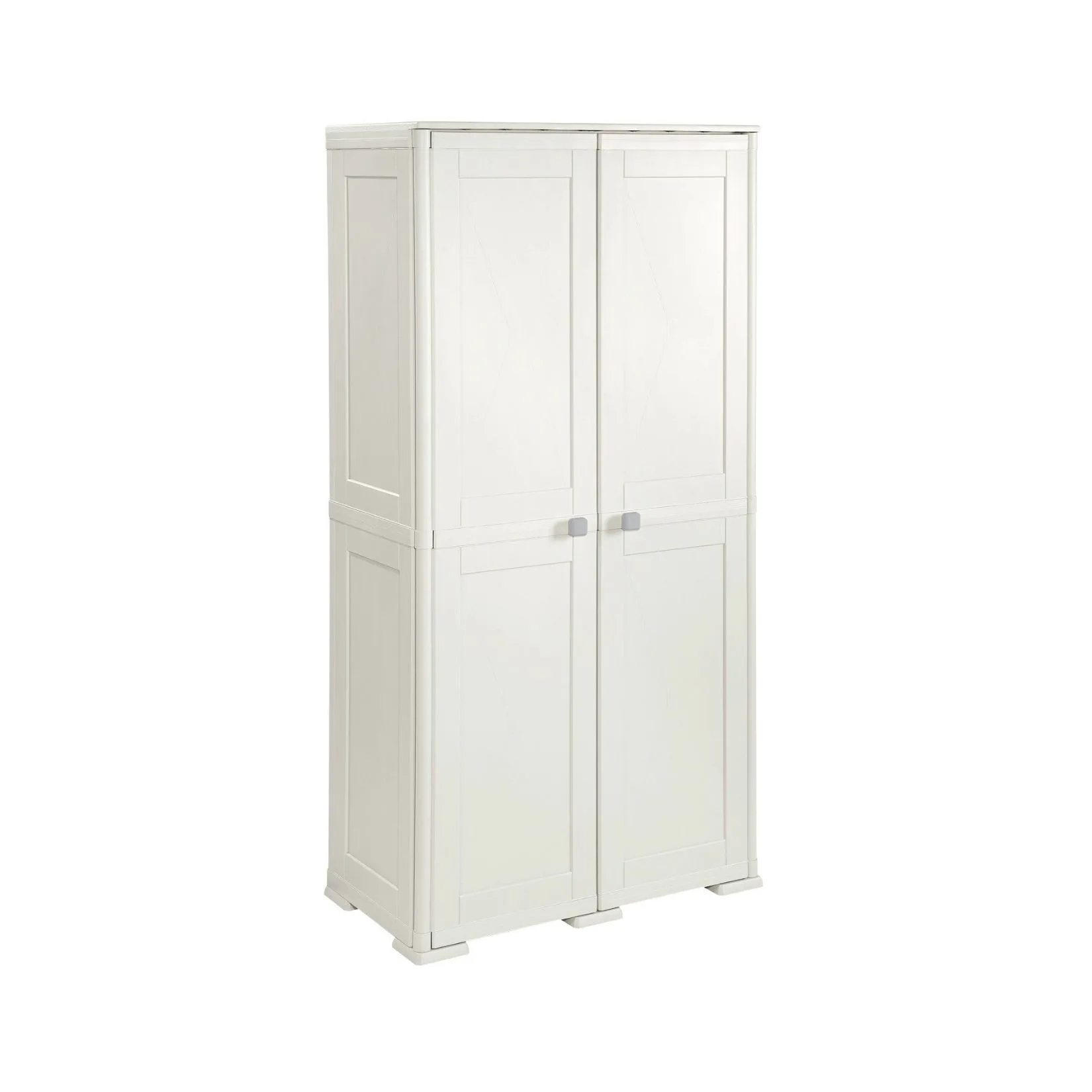 Mobile portascope Tontarelli Simplex con ripiano in plastica panna 79x43x164 cm, salvaspazio per scope e prodotti pulizia.