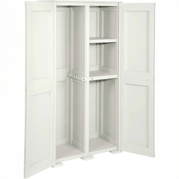 Tontarelli Portascope Simplex con Ripiano – Mobile Contenitore Salvaspazio in Plastica, Panna 79x43x164 cm - immagine 3