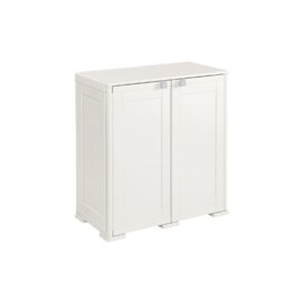Mobile portascope Tontarelli Simplex basso con ripiano, colore panna, in plastica resistente 79x43x85,5 cm.