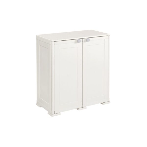 Mobile portascope Tontarelli Simplex basso con ripiano, colore panna, in plastica resistente 79x43x85,5 cm.