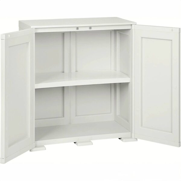 Tontarelli Portascope Simplex con Ripiano – Mobile Contenitore Salvaspazio in Plastica, Panna 79x43x85.5 cm - immagine 2
