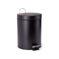 Pattumiera bagno MSV 3 L in acciaio inox nero opaco con pedale e secchio interno estraibile
