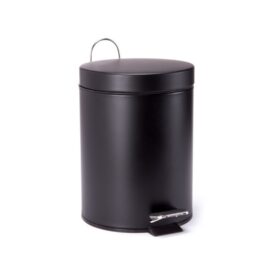 Pattumiera bagno MSV 3 L in acciaio inox nero opaco con pedale e secchio interno estraibile