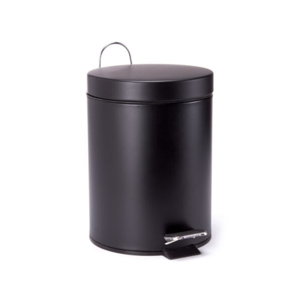 Pattumiera bagno MSV 3 L in acciaio inox nero opaco con pedale e secchio interno estraibile
