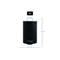 Msv –  Pattumiera Bagno 3L Nera – Cestino Cosmetici a Pedale in Acciaio Inossidabile con Secchio Interno Estraibile, Compatto ed Elegante - immagine 3