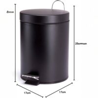 Msv –  Pattumiera Bagno 3L Nera – Cestino Cosmetici a Pedale in Acciaio Inossidabile con Secchio Interno Estraibile, Compatto ed Elegante - immagine 7